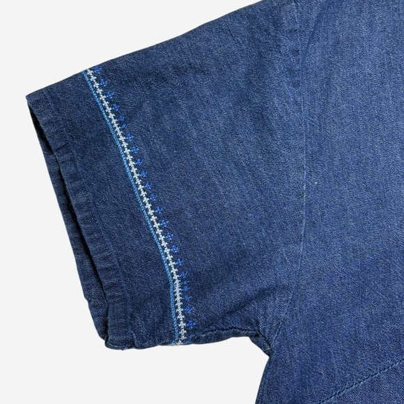 Lauren Ralph Lauren Denim Shift Dress 16W Embroidered Tasseled Knee Length - Picture 5 of 11